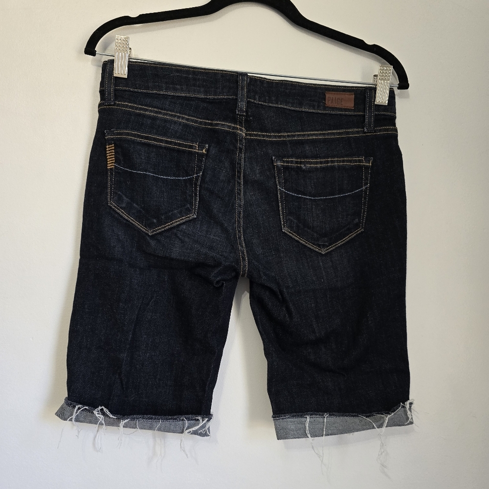 Paige Womens Denim Jean Bermuda Shorts Cut Off Cuffed Full Coverage - Picture 3 of 4